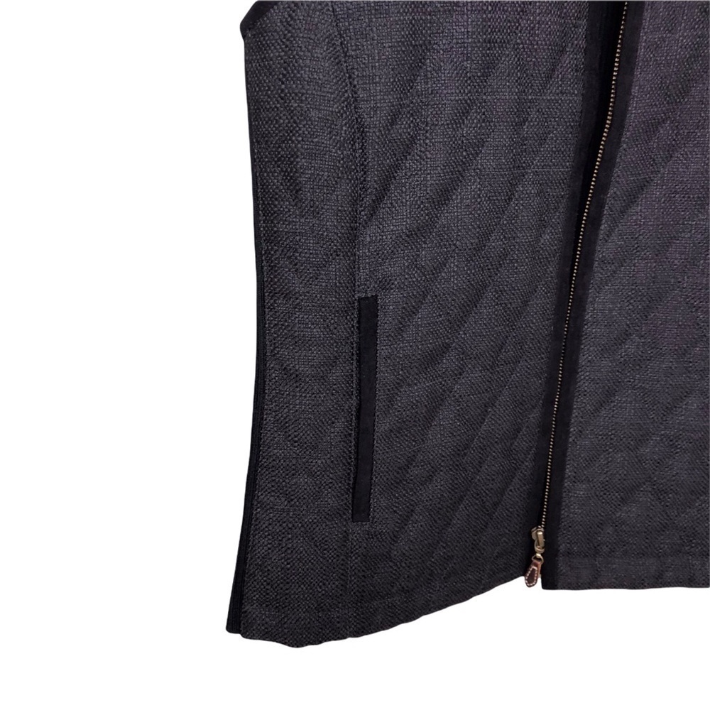 J McLaughlin Bennet Tweed Quilted Vest Ribbed Knit Back Black Size XS - Picture 7 of 11